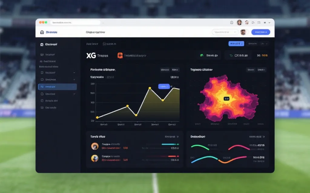 世界杯比赛实时数据对比面板，包含控球率、射门、xG与热区图，适合网页端展示